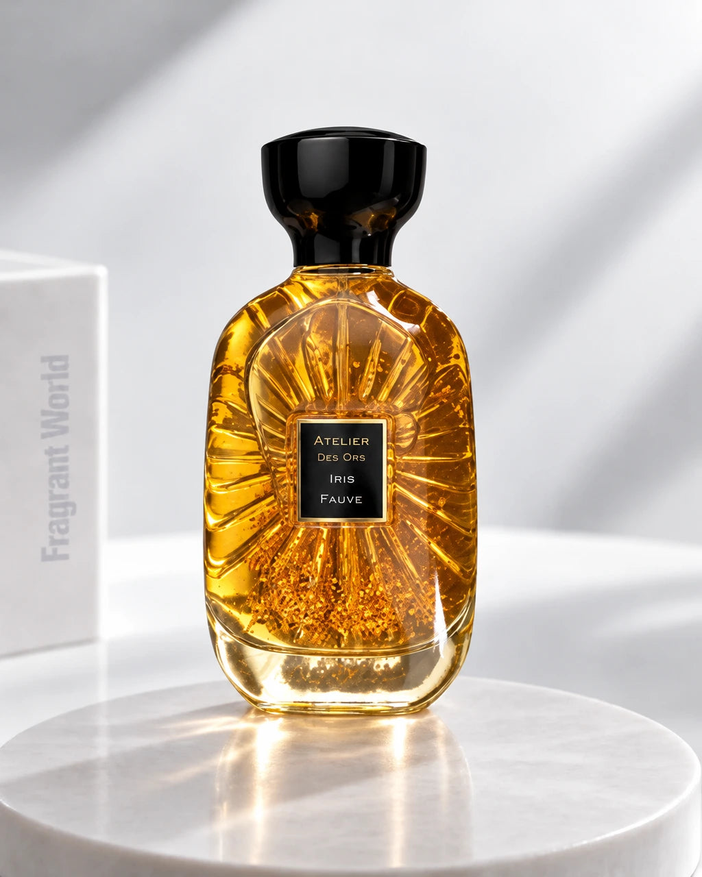 Atelier des Ors IRIS FAUVE | Recreate @visual reference 1 exactly as it is but my fragrance instead of the one in it, very naturally.