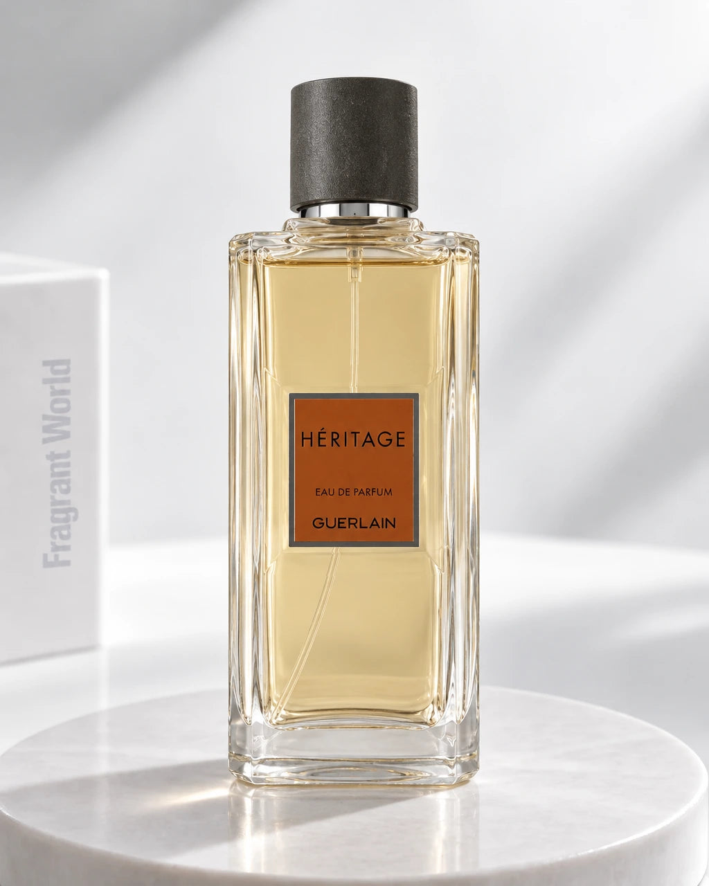 Guerlain HERITAGE EDP | Recreate @visual reference 2 exactly as it is but my fragrance instead of the one in it, very naturally.