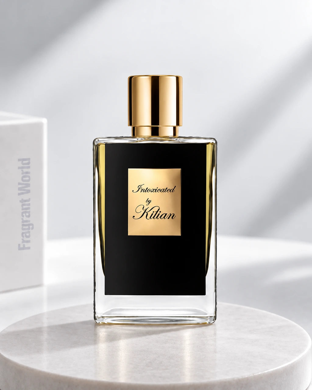 Kilian INTOXICATED | Recreate @visual reference 2 exactly as it is but my with my fragrance botlle instead of the one in it, very naturally.