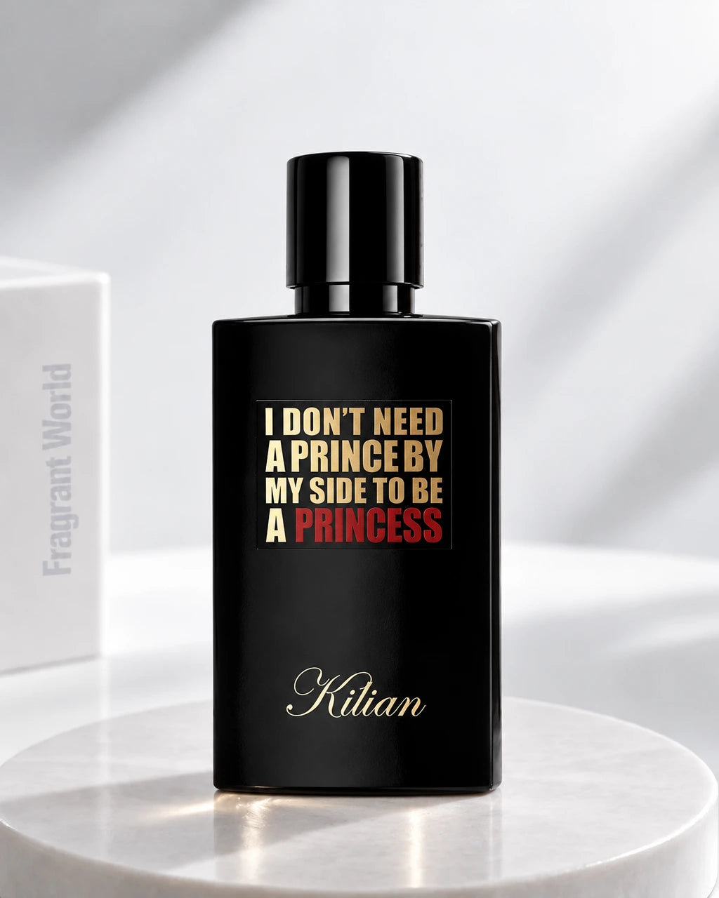 Kilian PRINCESS (I DON'T NEED A PRINCE BY MY SIDE TO BE A) | Recreate @visual reference 2 exactly as it is but my fragrance instead of the one in it, very naturally.