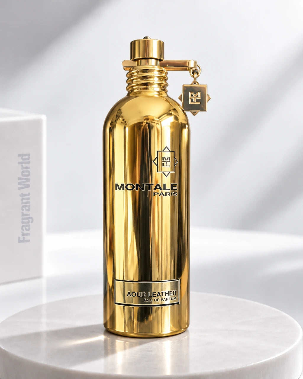 Montale AOUD LEATHER | Recreate @visual reference 2 exactly as it is but my fragrance instead of the one in it, very naturally.