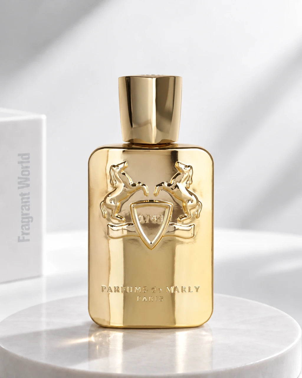 Parfums de Marly Godolphin | Recreate @visual reference 2 exactly as it is but my fragrance instead of the one in it, very naturally.