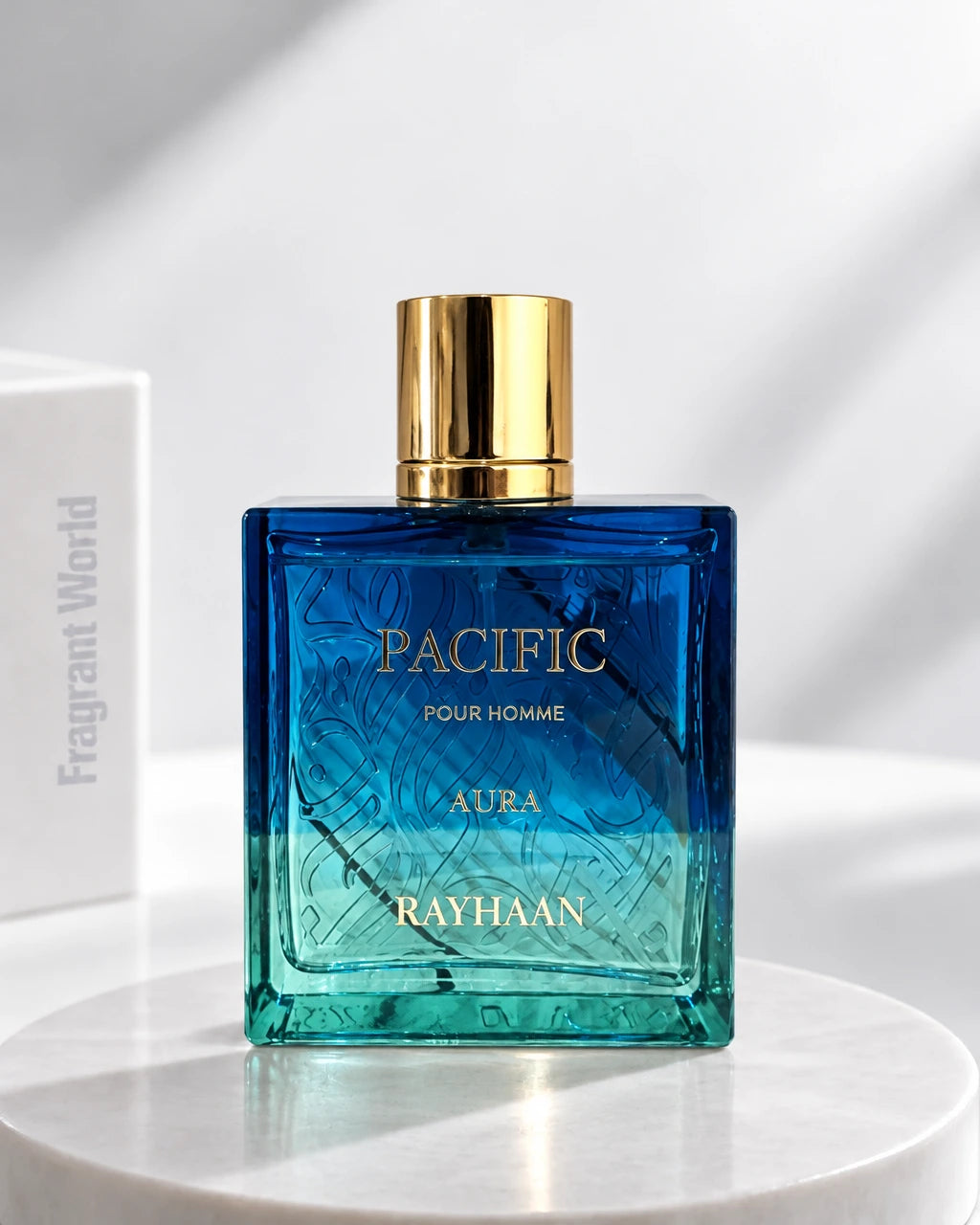 Rayhaan PACIFIC AURA | Recreate @visual reference 2 exactly as it is but my fragrance instead of the one in it, very naturally.