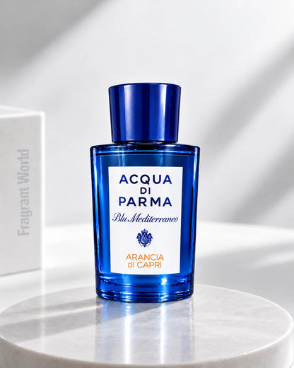 Acqua Di Parma 'Blu Mediterraneo' ARANCIA DI CAPRI | Recreate @visual reference 1 exactly as it is but my fragrance instead of the one in it, very naturally.