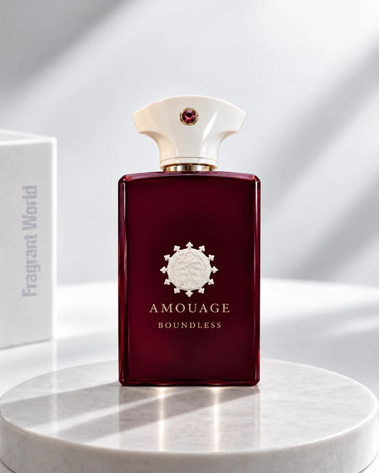 Amouage BOUNDLESS | Recreate @visual reference 1 exactly as it is but my fragrance instead of the one in it, very naturally.