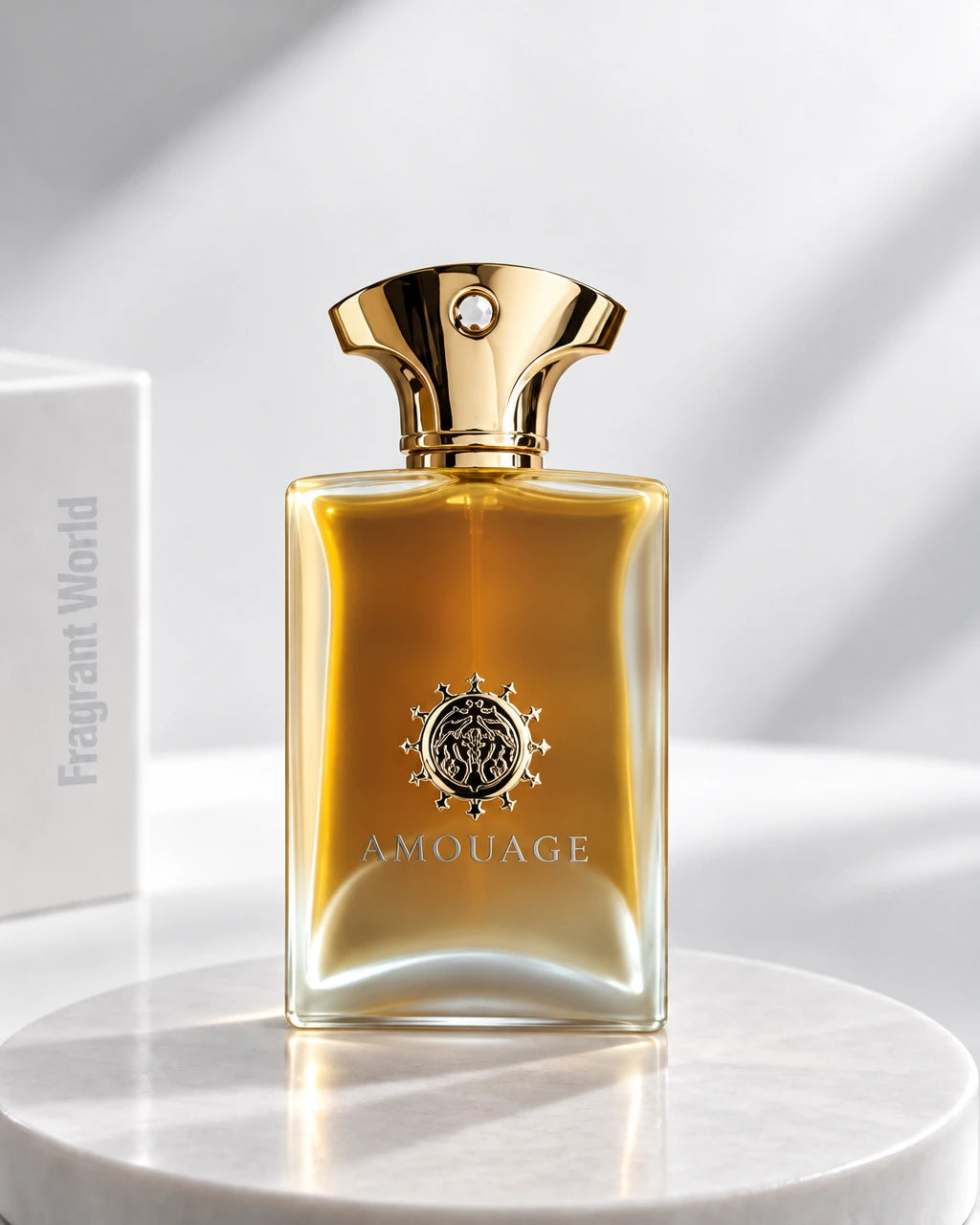 Amouage OVERTURE MAN | Recreate @visual reference 1 exactly as it is but my fragrance instead of the one in it, very naturally.