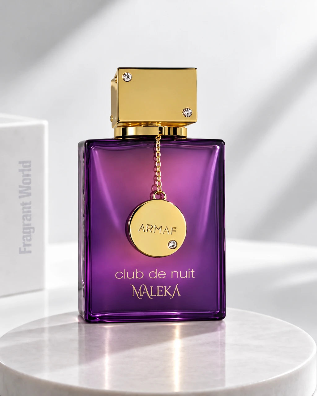 Armaf CLUB DE NUIT MALEKA | Recreate @visual reference 1 exactly as it is but my fragrance instead of the one in it, very naturally.