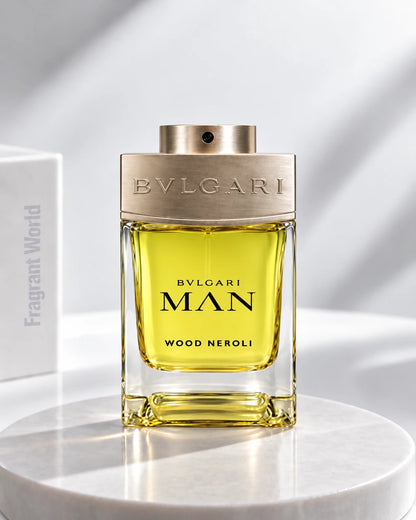 Bvlgari MAN WOOD NEROLI | Recreate @visual reference 1 exactly as it is but my fragrance instead of the one in it, very naturally.