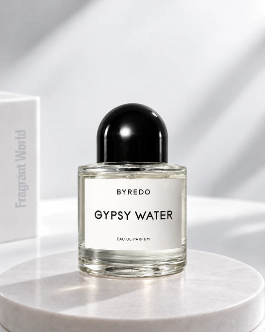 Byredo GYPSY WATER EDP | Recreate @visual reference 2 exactly as it is but my with my fragrance botlle instead of the one in it, very naturally.