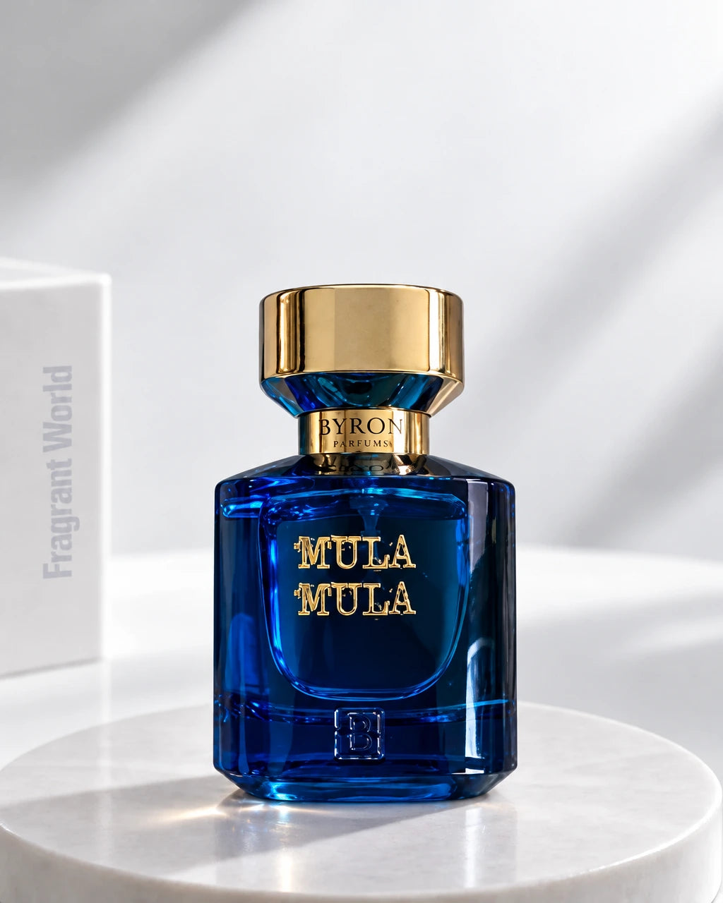 Byron Parfums MULA MULA | Recreate @visual reference 2 exactly as it is but my fragrance instead of the one in it, very naturally.