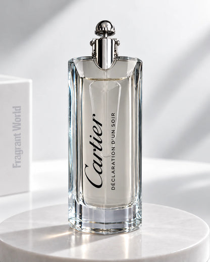 Cartier DECLARATION D'UN SOIR | Recreate @visual reference 1 exactly as it is but my fragrance instead of the one in it, very naturally.