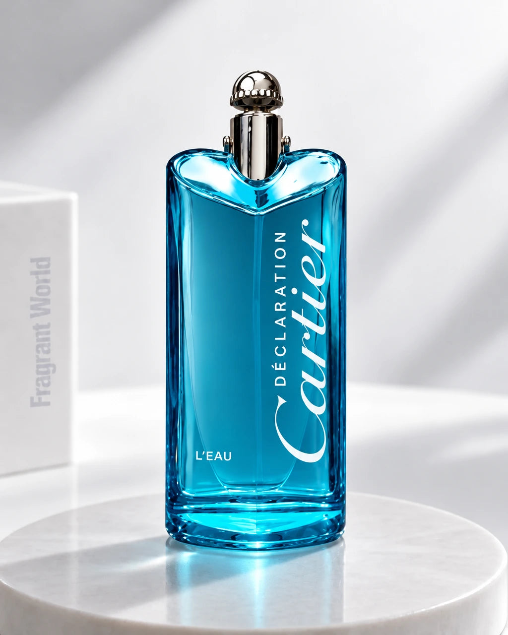 Cartier DECLARATION L 'EAU | Recreate @visual reference 2 exactly as it is but my fragrance instead of the one in it, very naturally.