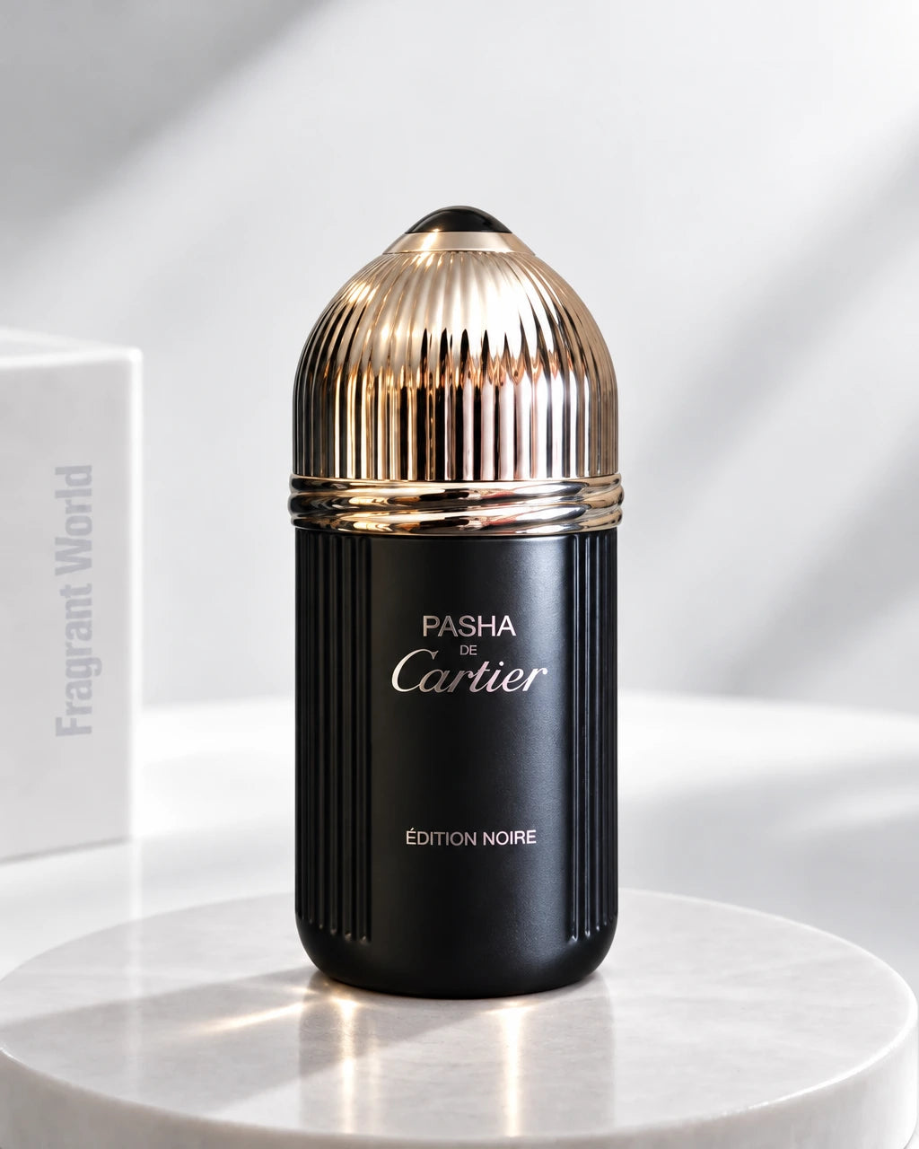 Cartier PASHA DE CARTIER ÉDITION NOIRE | Recreate @visual reference 2 exactly as it is but my fragrance instead of the one in it, very naturally.