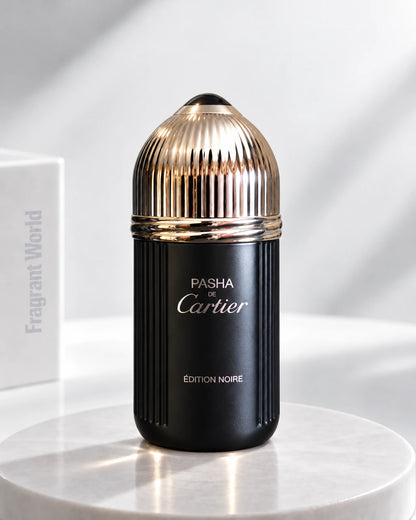 Cartier PASHA DE CARTIER ÉDITION NOIRE | Recreate @visual reference 2 exactly as it is but my fragrance instead of the one in it, very naturally.