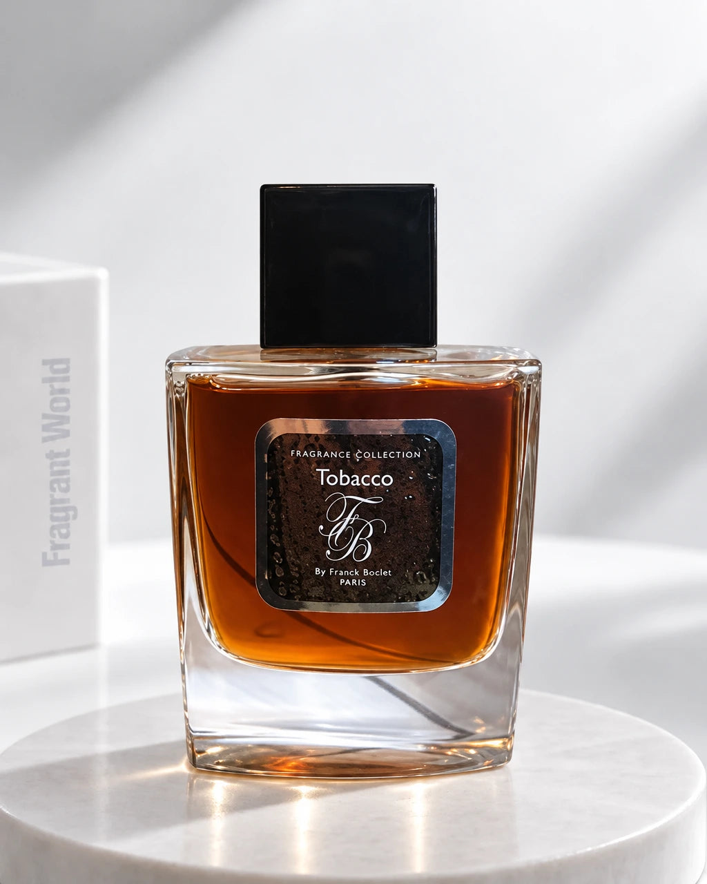 Franck Boclet TOBACCO | Recreate @visual reference 2 exactly as it is but my fragrance instead of the one in it, very naturally.