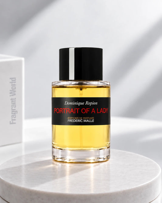 Frederic Malle PORTRAIT OF A LADY | Recreate @visual reference 2 exactly as it is but my with my fragrance botlle instead of the one in it, very naturally.