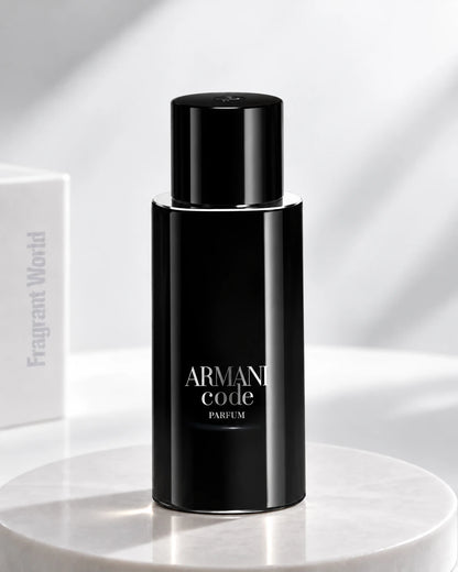 Giorgio Armani ARMANI CODE Parfum | Recreate @visual reference 2 exactly as it is but my fragrance instead of the one in it, very naturally.