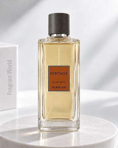 Guerlain HERITAGE EDP | Recreate @visual reference 2 exactly as it is but my fragrance instead of the one in it, very naturally.