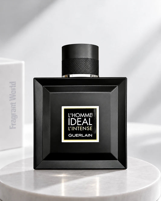 Guerlain L'HOMME IDEAL L'INTENSE | Recreate @visual reference 2 exactly as it is but my fragrance instead of the one in it, very naturally.
