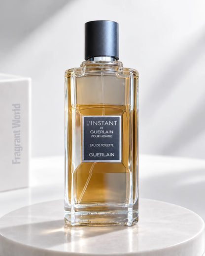 Guerlain L'INSTANT DE GUERLAIN EDT | Recreate @visual reference 2 exactly as it is but my fragrance instead of the one in it, very naturally.