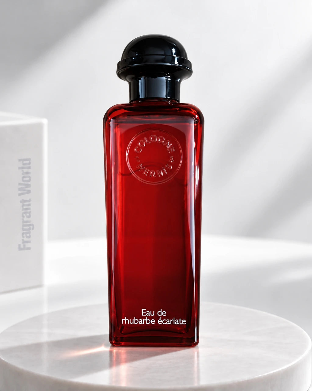 Hermès  EAU DE RHUBARBE ÉCARLATE | Recreate @visual reference 2 exactly as it is but my fragrance instead of the one in it, very naturally.