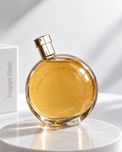 Hermès L'AMBRE DES MERVEILLES | Recreate @visual reference 2 exactly as it is but my fragrance instead of the one in it, very naturally.