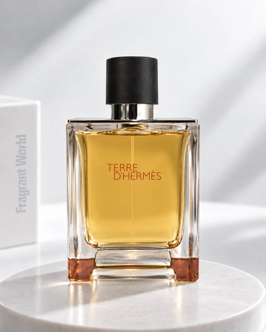 Hermès TERRE D'HERMES Parfum | Recreate @visual reference 2 exactly as it is but my fragrance instead of the one in it, very naturally.