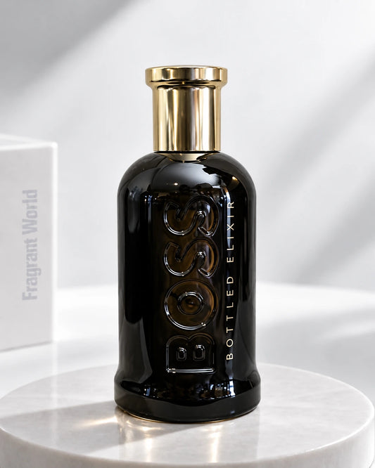 Hugo Boss BOSS BOTTLED ELIXIR | Recreate @visual reference 2 exactly as it is but my fragrance instead of the one in it, very naturally.