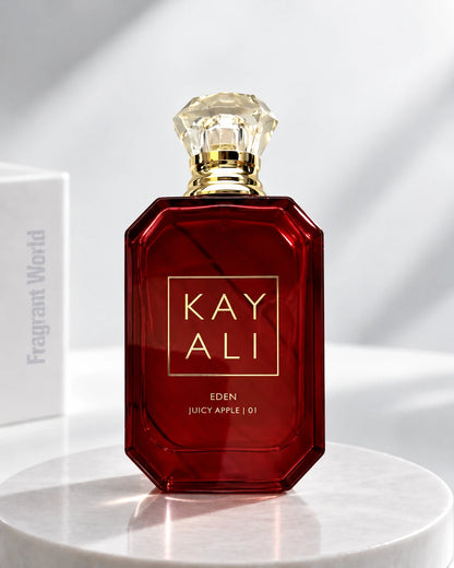 Kayali EDEN JUICY APPLE | 01 | Recreate @visual reference 2 exactly as it is but my fragrance instead of the one in it, very naturally.