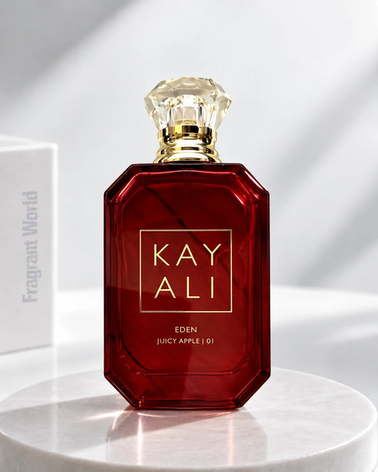 Kayali EDEN JUICY APPLE | 01 | Recreate @visual reference 2 exactly as it is but my fragrance instead of the one in it, very naturally.