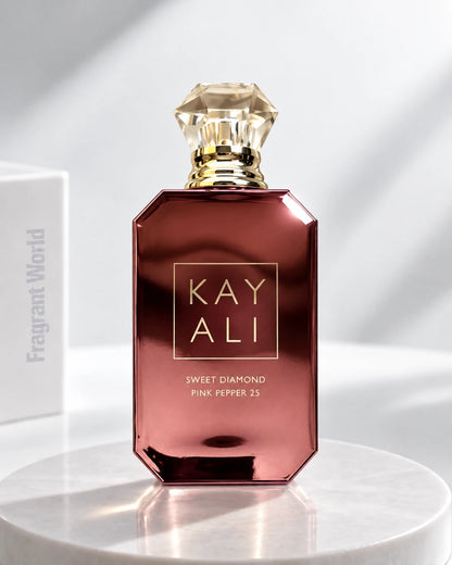 Kayali SWEET DIAMOND PINK PEPPER 25 | Recreate @visual reference 2 exactly as it is but my fragrance instead of the one in it, very naturally.