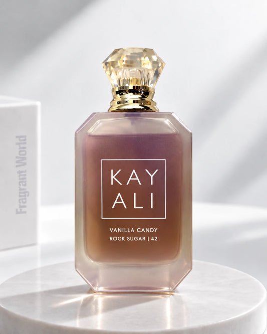 Kayali VANILLA CANDY ROCK SUGAR | 42 | Recreate @visual reference 2 exactly as it is but my fragrance instead of the one in it, very naturally.