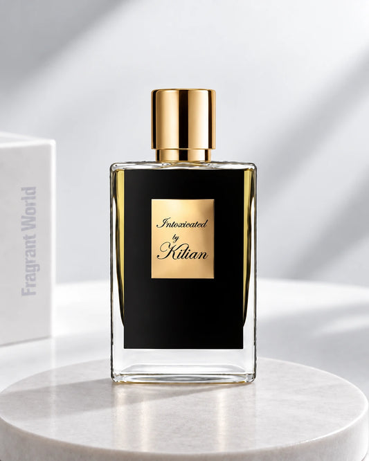 Kilian INTOXICATED | Recreate @visual reference 2 exactly as it is but my with my fragrance botlle instead of the one in it, very naturally.