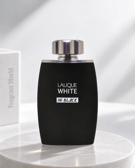 Lalique WHITE IN BLACK | Recreate @visual reference 2 exactly as it is but my fragrance instead of the one in it, very naturally.