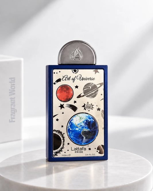 Lattafa ART OF UNIVERSE | Recreate @visual reference 2 exactly as it is but my fragrance instead of the one in it, very naturally.