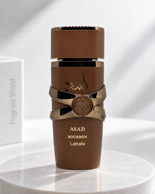 Lattafa ASAD BOURBON | Recreate @visual reference 2 exactly as it is but my fragrance instead of the one in it, very naturally.