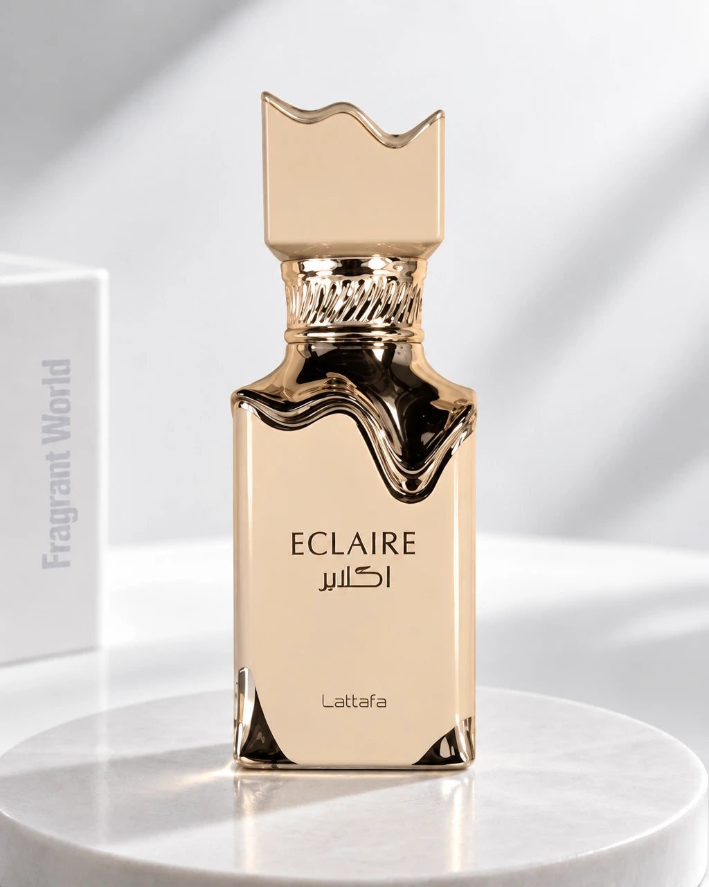 Lattafa ECLAIRE | Recreate @visual reference 2 exactly as it is but my fragrance instead of the one in it, very naturally.