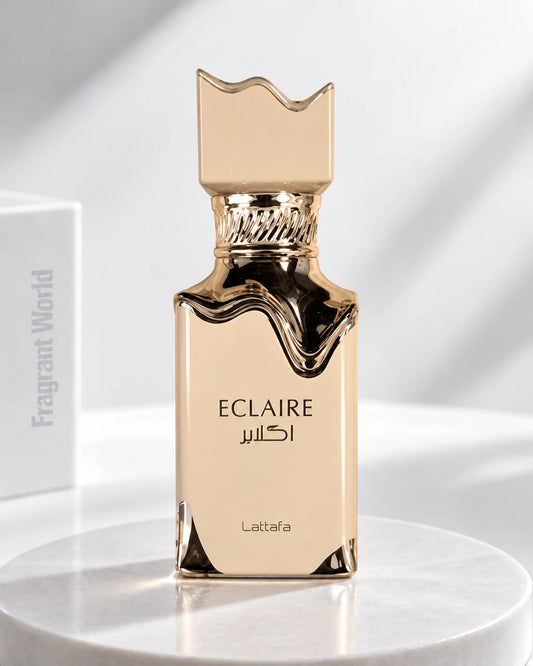 Lattafa ECLAIRE | Recreate @visual reference 2 exactly as it is but my fragrance instead of the one in it, very naturally.