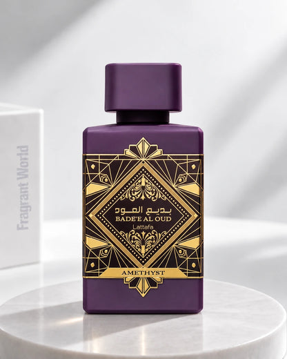 Lattafa Perfumes BADE'E AL OUD AMETHYST | Recreate @visual reference 2 exactly as it is but my fragrance instead of the one in it, very naturally.