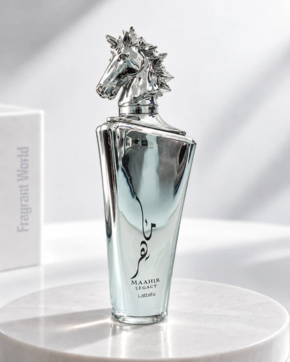 Lattafa Perfumes MAAHIR LEGACY | Recreate @visual reference 2 exactly as it is but my fragrance instead of the one in it, very naturally.