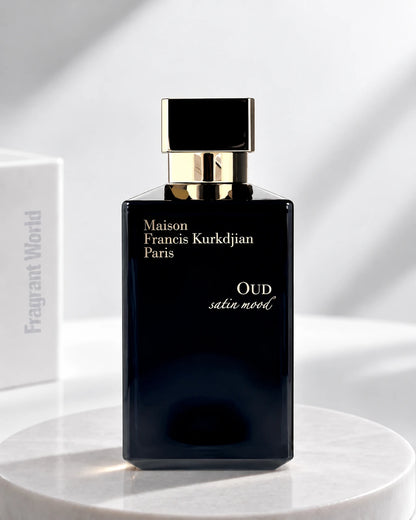 MFK OUD SATIN MOOD EDP | Recreate @visual reference 2 exactly as it is but my fragrance instead of the one in it, very naturally.