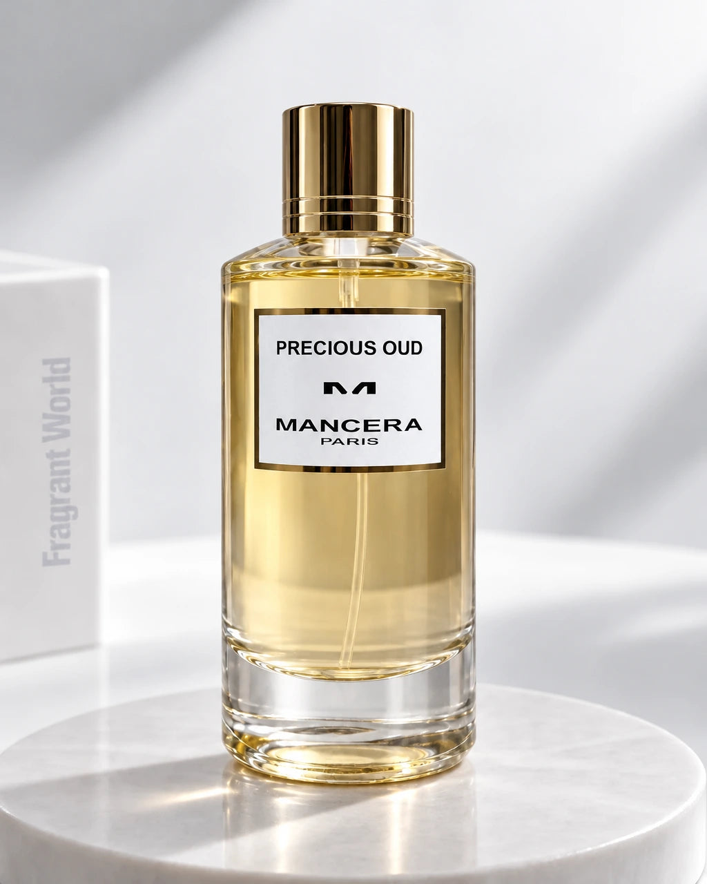 Mancera PRECIOUS OUD | Recreate @visual reference 2 exactly as it is but my fragrance instead of the one in it, very naturally.