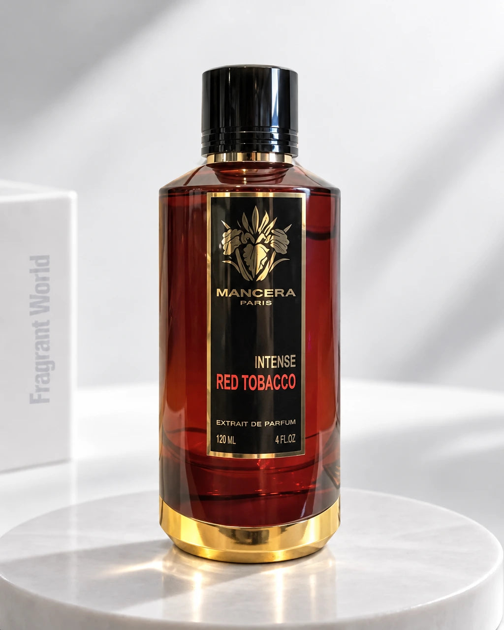 Mancera RED TOBACCO INTENSE | Recreate @visual reference 2 exactly as it is but my fragrance instead of the one in it, very naturally.