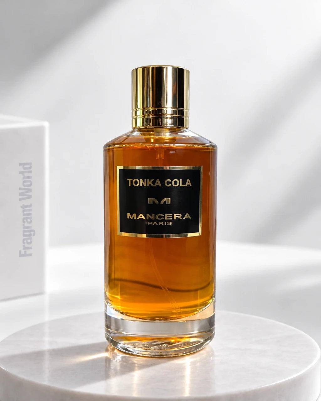 Mancera TONKA COLA | Recreate @visual reference 2 exactly as it is but my fragrance instead of the one in it, very naturally.