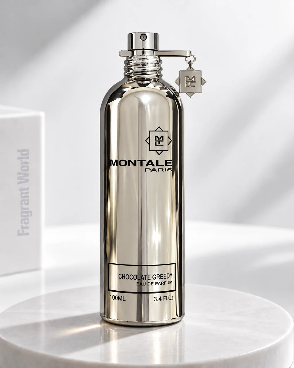 Montale CHOCOLATE GREEDY | Recreate @visual reference 2 exactly as it is but my fragrance instead of the one in it, very naturally.