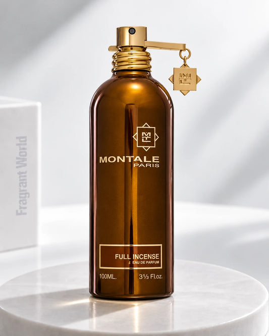 Montale FULL INCENSE | Recreate @visual reference 2 exactly as it is but my fragrance instead of the one in it, very naturally.