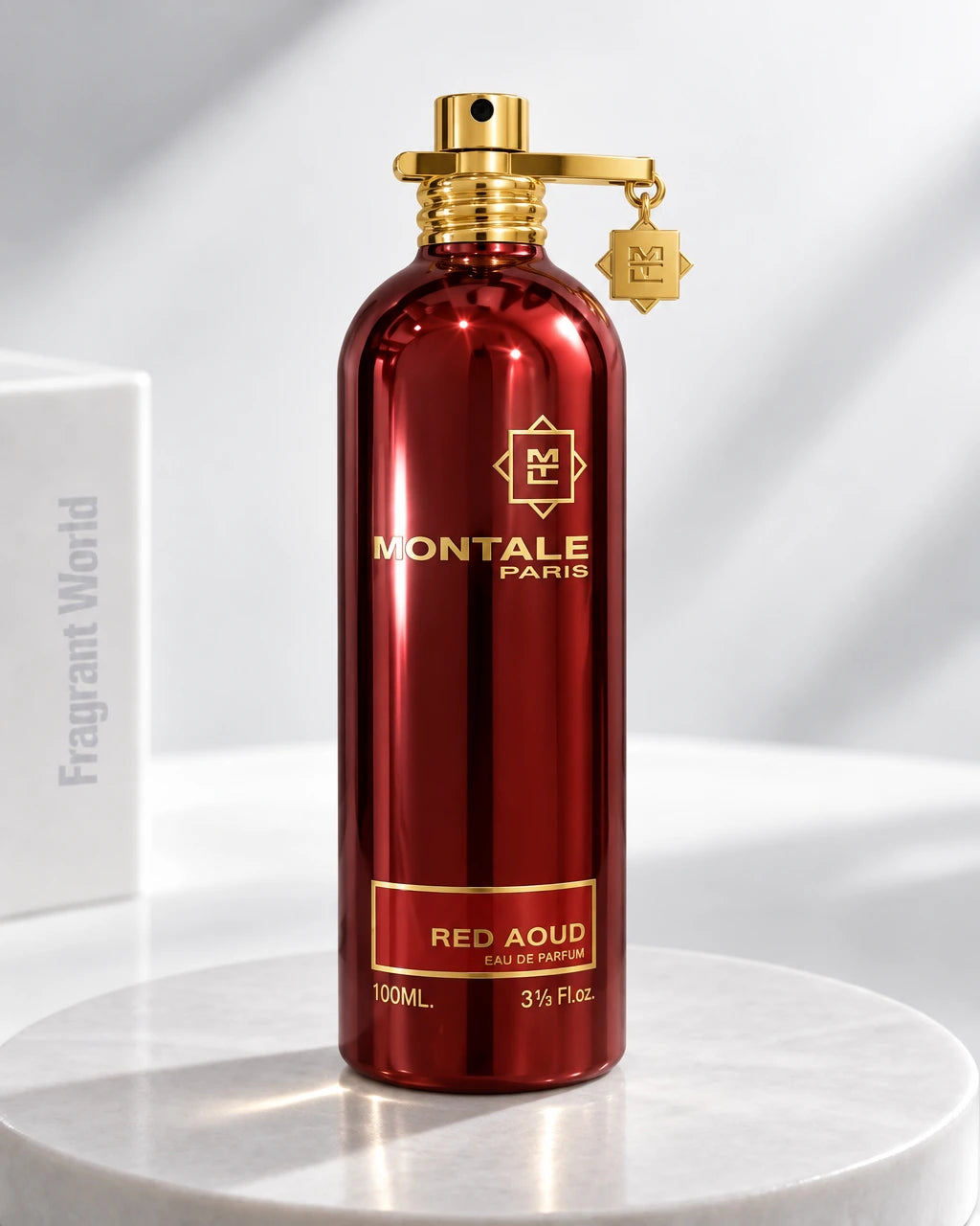 Montale RED AOUD | Recreate @visual reference 2 exactly as it is but my fragrance instead of the one in it, very naturally.