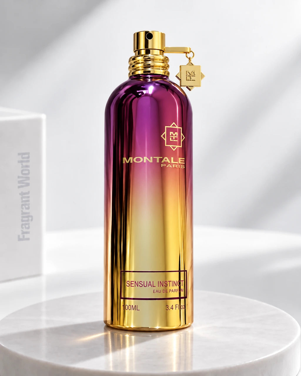 Montale SENSUAL INSTINCT | Recreate @visual reference 2 exactly as it is but my fragrance instead of the one in it, very naturally.