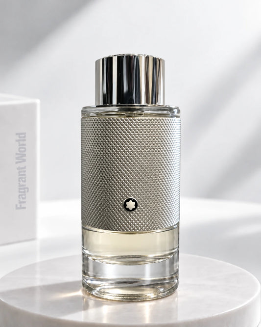 Montblanc EXPLORER PLATINUM | Recreate @visual reference 2 exactly as it is but my fragrance instead of the one in it, very naturally.