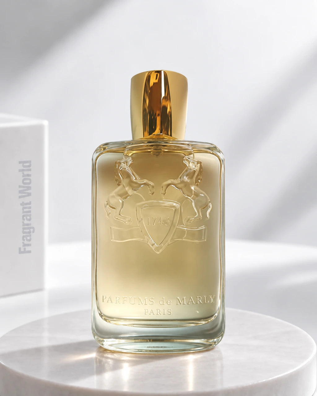 Parfums de Marly DARLEY | Recreate @visual reference 2 exactly as it is but my fragrance instead of the one in it, very naturally.